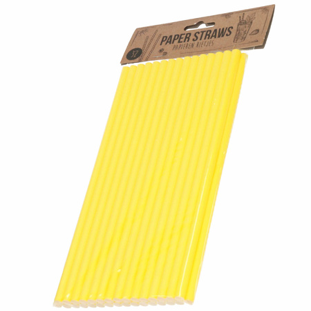 32x Papieren rietjes geel 24 cm