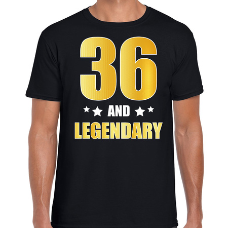 36 and legendary verjaardag cadeau shirt / kleding 36 jaar zwart met goud voor heren