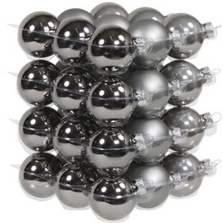Titanium grijze kerstballen pakket 72-delig Christmas Titan Grey Glass