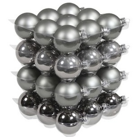 Titanium grijze kerstballen pakket 72-delig Christmas Titan Grey Glass