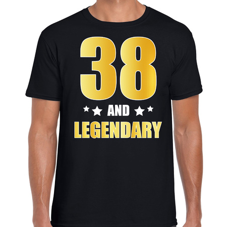 38 and legendary verjaardag cadeau shirt / kleding 38 jaar zwart met goud voor heren