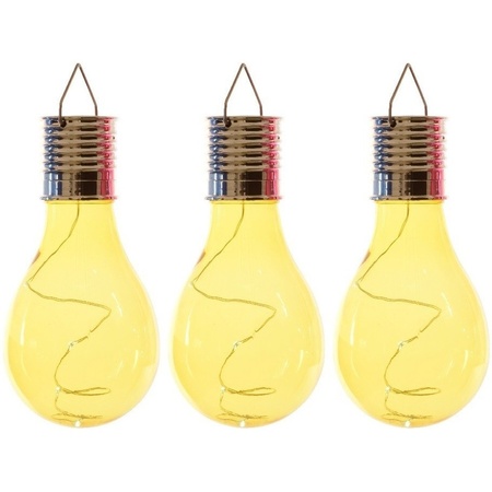 3x Buitenlampen/tuinlampen lampbolletjes/peertjes 14 cm geel
