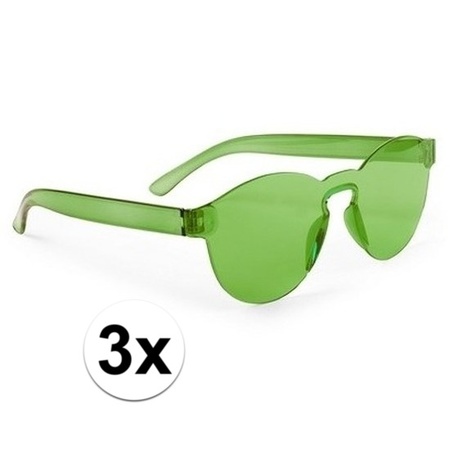 3x Groene feestbril voor volwassenen