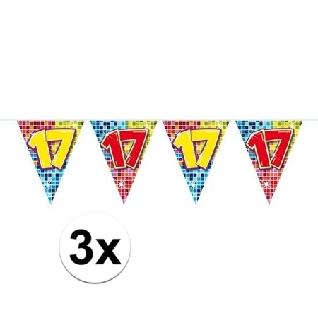 3x  Mini vlaggetjeslijn slingers verjaardag  versiering 17 jaar