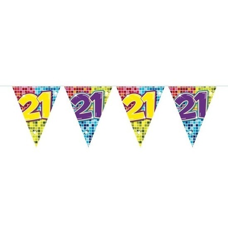 3x  Mini vlaggetjeslijn slingers verjaardag  versiering 21 jaar