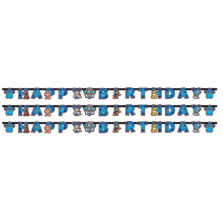 3x Paw Patrol kinderfeestje letterslinger/wenslijn 180 x 14 cm