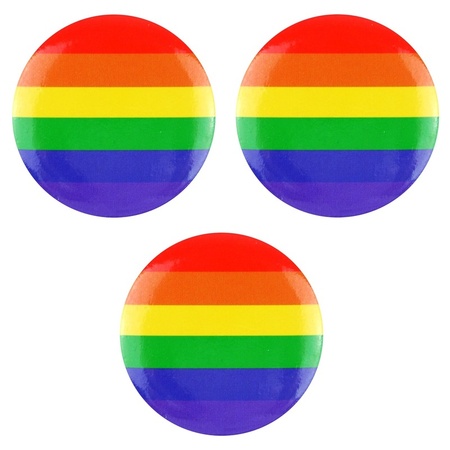 3x Regenboogvlag kleuren mini pin/badge 4 cm