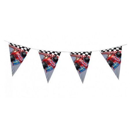 3x Kinderfeest thema Formule 1 vlaggenlijn slingers