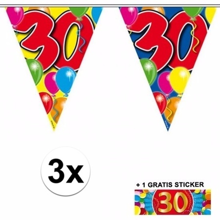 30 jaar vlaggenlijnen 3x met gratis sticker