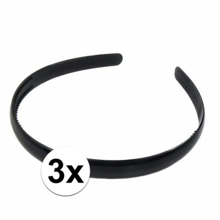 lof Lift Laboratorium 3x Diadeem/haarband zwart van plastic 1 cm voor volwassenen | Fun en Feest