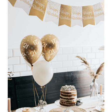 Paperdreams Luxe 40 jaar feestversiering set - Ballonnen & vlaggenlijnen - wit/goud