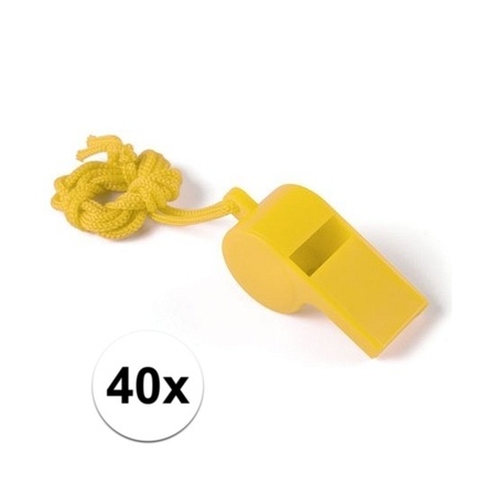 40x Voordelig plastic fluitje geel