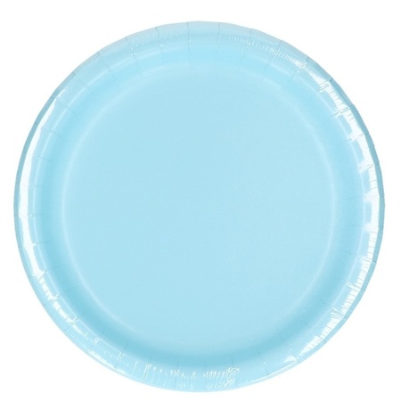 40x Paper plates light blue 23 cm
