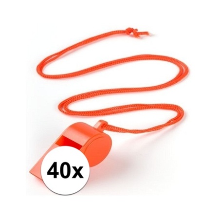 40x Voordelig plastic fluitje oranje