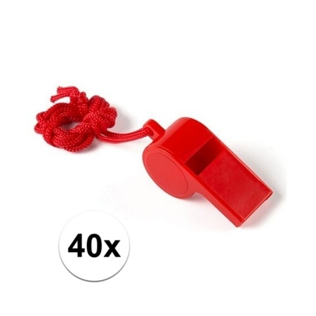 40x Red whistle on cord