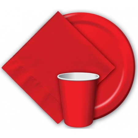 40x Papieren feest servetten rood
