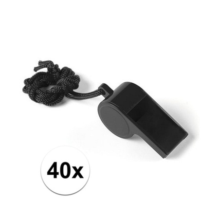 40x Voordelig plastic fluitje zwart