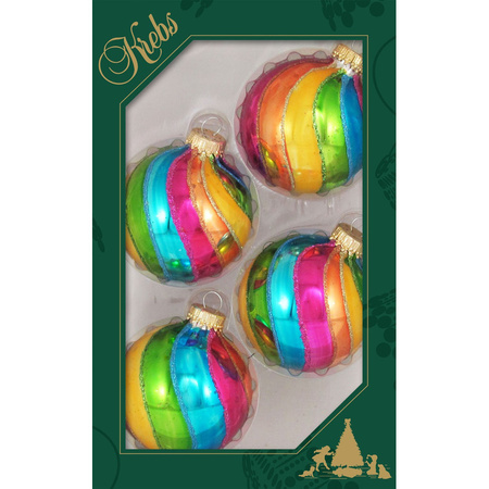 4x Glazen kerstballen in kleuren 7 cm | Fun en Feest