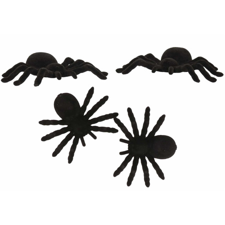 4x Fake spiders 10 cm Halloween decoration