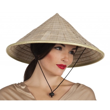 4x Japanse/Aziatische stro hoeden