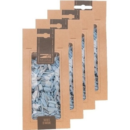 4x Bag with light blue woodchips 150 grams birth decorations