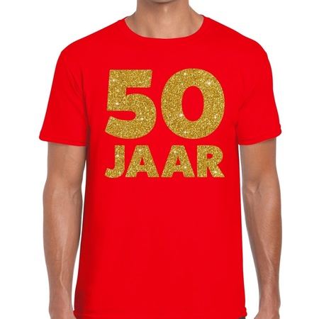 50 Jaar fun jubileum verjaardag shirt rood voor heren