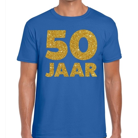 50 Jaar fun jubileum t-shirt blauw voor heren