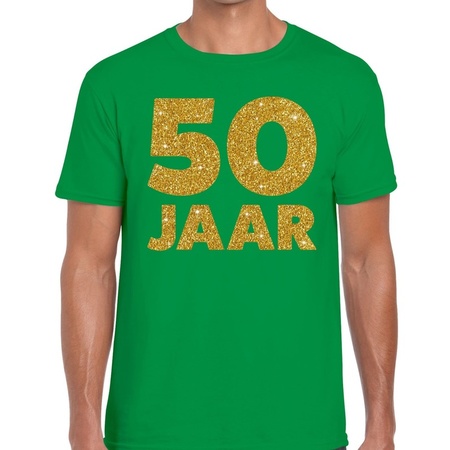 50 Jaar fun jubileum t-shirt groen met goud voor heren