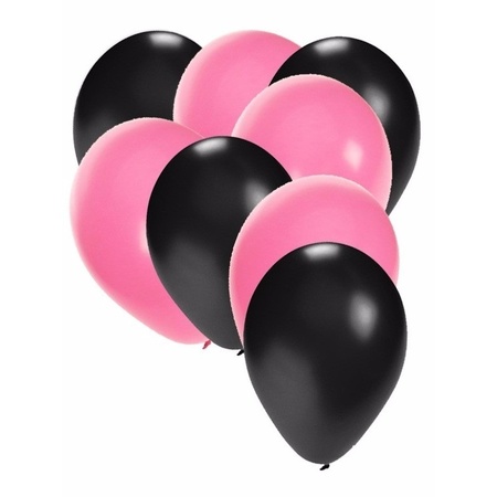 50x zwarte en lichtroze ballonnen
