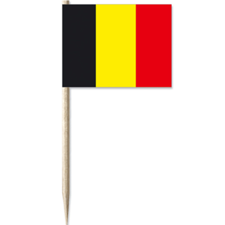 Vlaggetjes cocktailprikkers vlag Belgie - 50x  - 8 cm - hout/papier