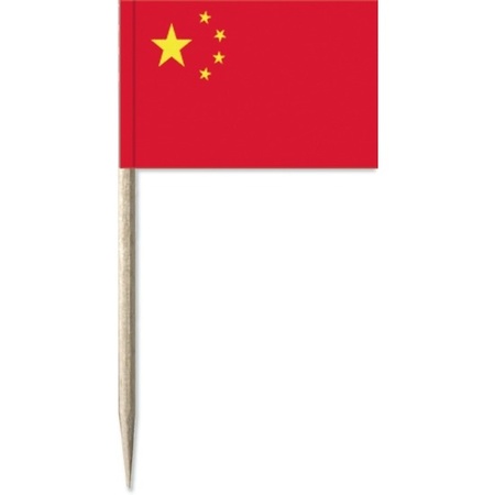 50x Vlaggetjes prikkers China 8 cm hout/papier