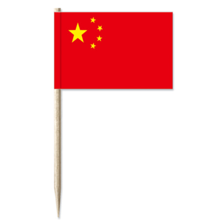 50x Vlaggetjes prikkers China 8 cm hout/papier