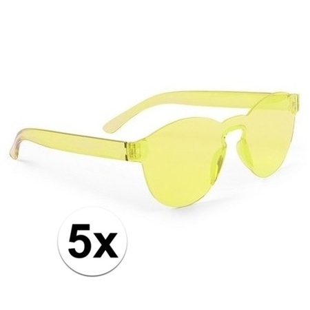 5x Gele feestbril voor volwassenen
