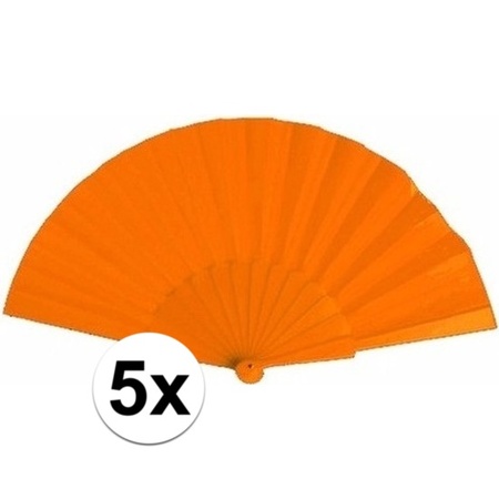 5x Zomerse waaiers oranje 23 cm