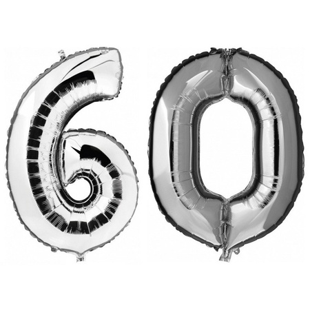 60 jaar leeftijd helium/folie ballonnen zilver feestversiering