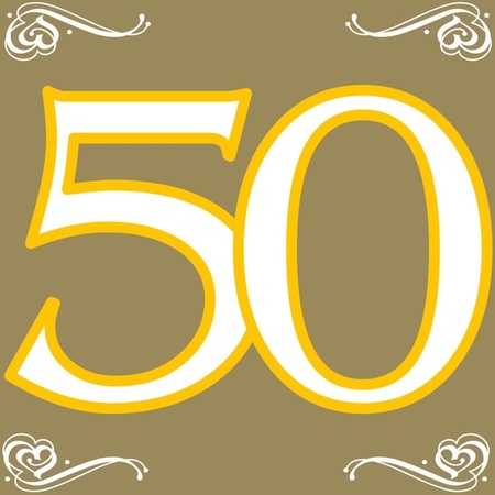 60x Vijftig/50 jaar feest servetten 33 x 33 cm verjaardag/jubileum