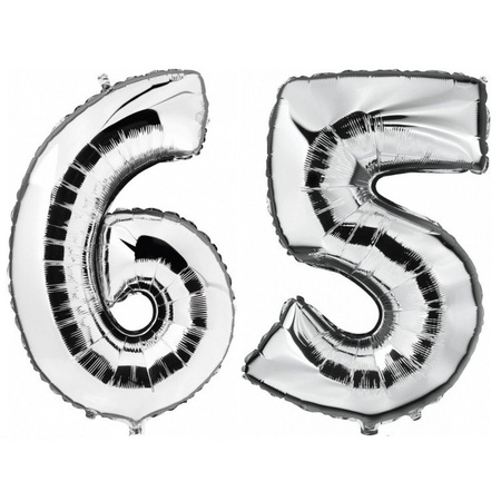 65 jaar leeftijd helium/folie ballonnen zilver feestversiering