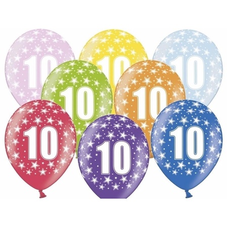6x stuks 10 jaar ballonnen leeftijd feestartikelen