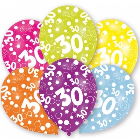 Afscheid opleggen verantwoordelijkheid 6x stuks feest ballonnen kleuren 30 jaar verjaardag | Fun en Feest