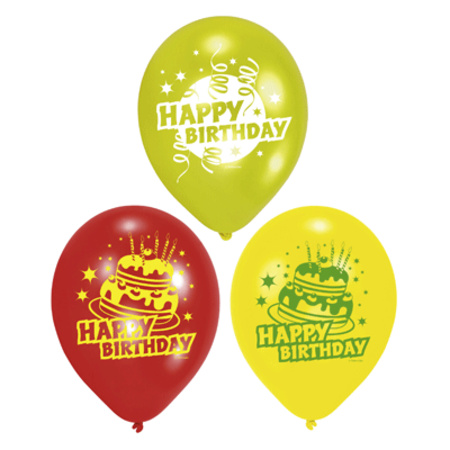 6x stuks verjaardag feest ballonnen Happy Birthday print