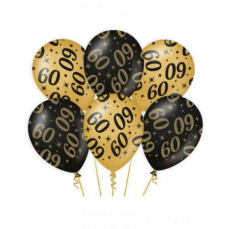 Leeftijd verjaardag feestartikelen pakket vlaggetjes/ballonnen 60 jaar zwart/goud