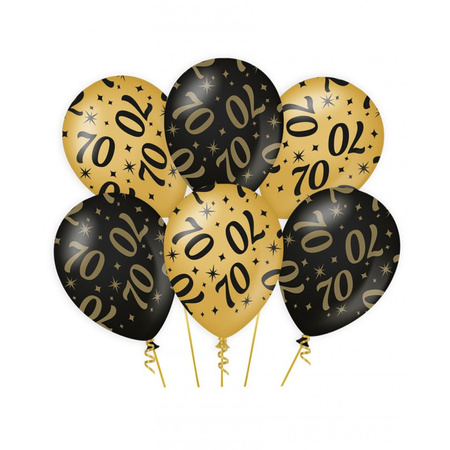 Leeftijd verjaardag feestartikelen pakket vlaggetjes/ballonnen 70 jaar zwart/goud
