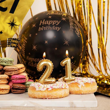 6x stuks luxe pensioen feest/party ballonnen - goud/zwart - latex - ca 30 cm