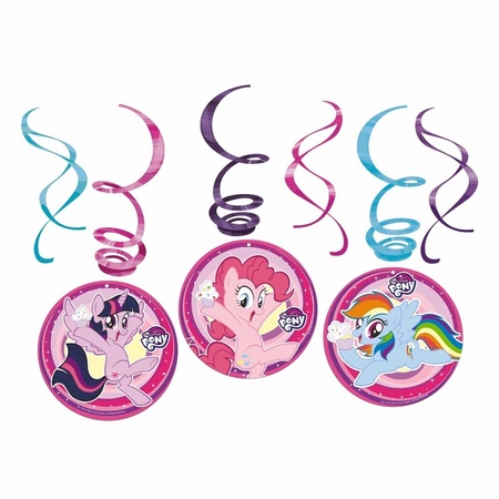 6x stuks Feest My Little Pony rotorspiralen 50 cm hang decoraties
