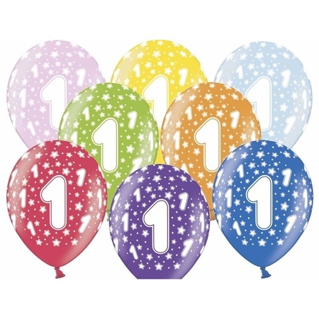 1 jaar feestartikelen pakket slingers/cijfer ballonnen/folie letters