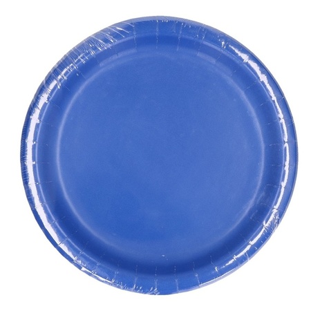 8x Blauwe wegwerp bordjes van karton 23 cm