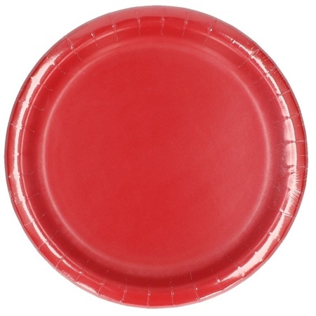 8x Rode wegwerp bordjes van karton 23 cm