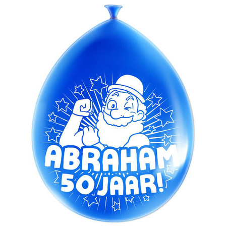 8x stuks Abraham/50 jaar feest ballonnen - diverse kleuren - latex - ca 30 cm