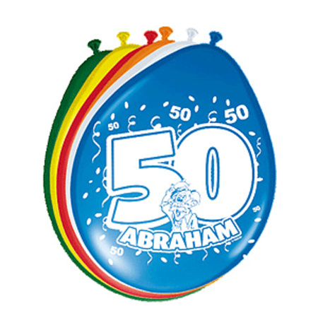 8x stuks Leeftijd ballonnen versiering 50 jaar Abraham