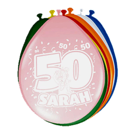 8x stuks Leeftijd ballonnen versiering 50 jaar Sarah